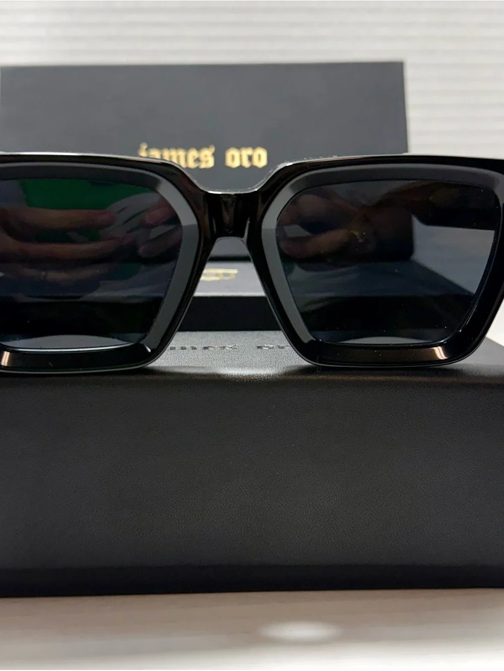 New James pro “hunnids” gloss black black lens sunglasses